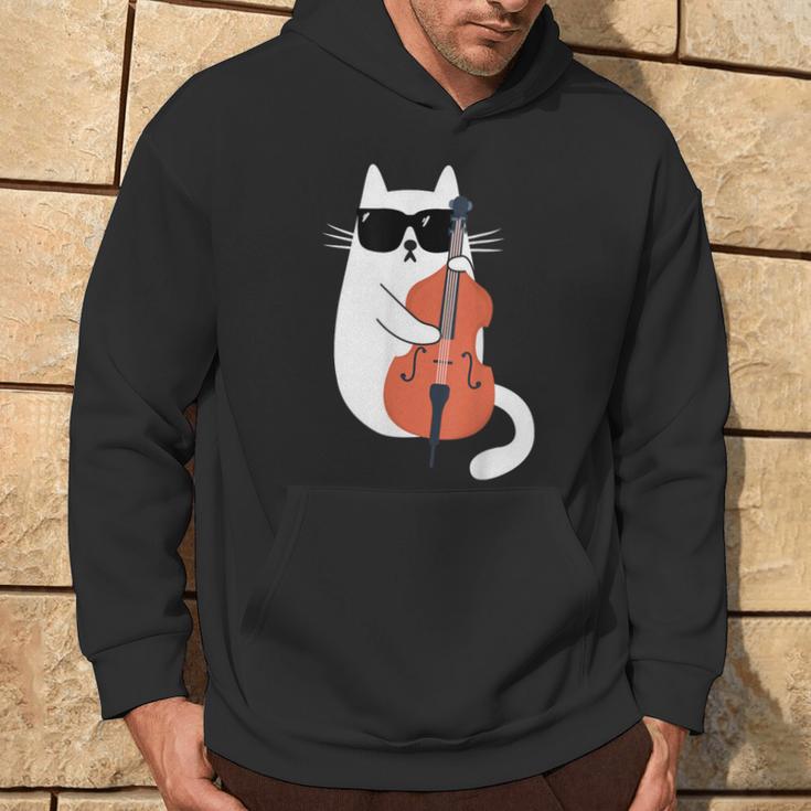 Gato Gracioso Con Gafas De Sol De Músico Contrabajo Sudadera Estilo de vida