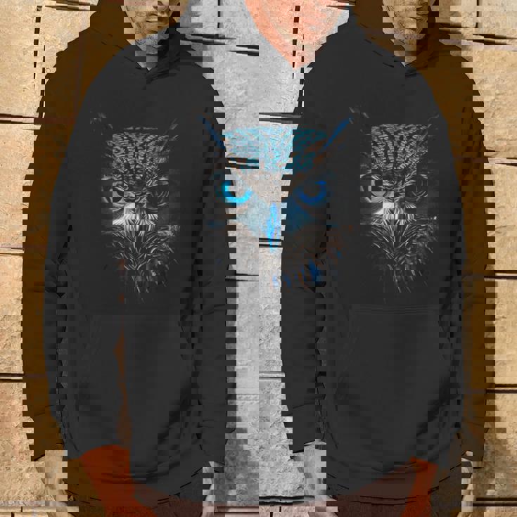 Gufo Occhi Blu Animale Illustrazione Grafica Gufo Felpa con cappuccio Estilo de vida