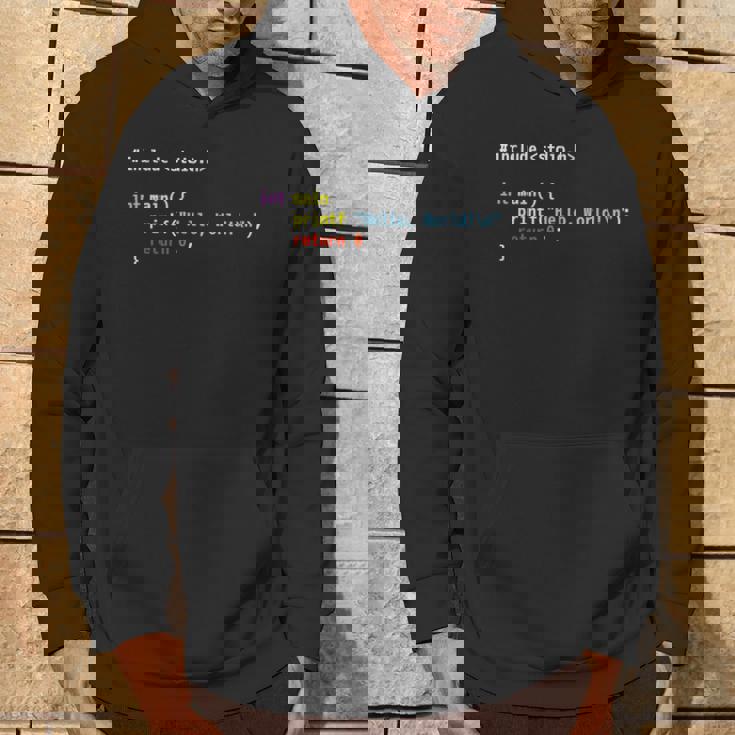 Hello World C Code Progettazione Del Programmatore Di Schemi Di Sintassi Scura Felpa con cappuccio Estilo de vida