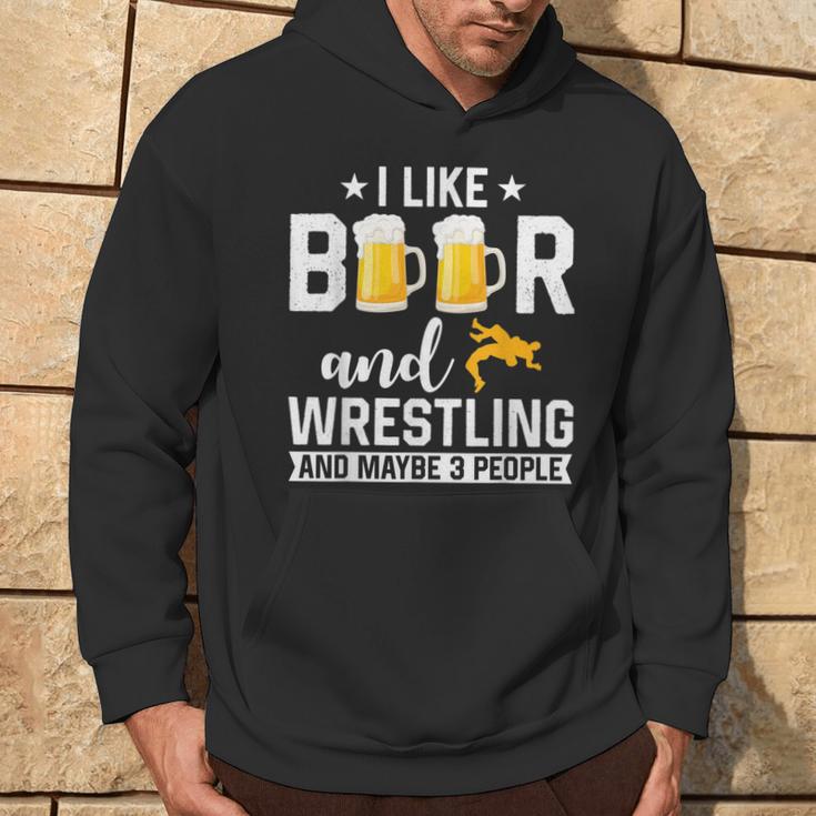 Ich Mag Bier Und Wrestling Und Mag 3 Leute Wrestler Coach Kapuzenpullover Lebensstil