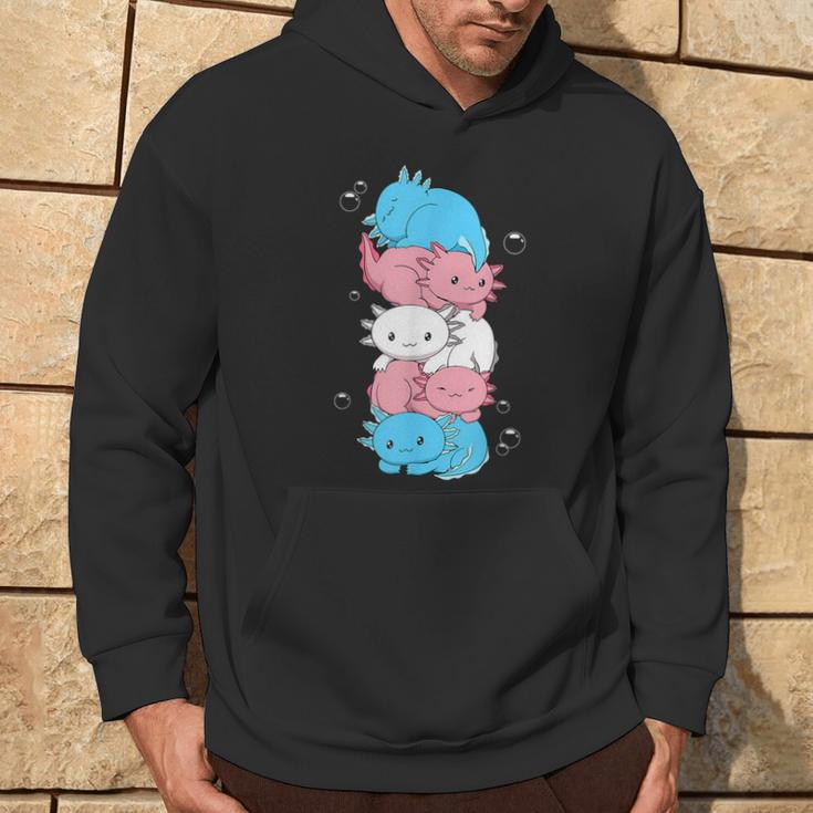 Kawaii Axolotl Heap Transgender Pride Flag Trans Lgbtq Kapuzenpullover Lebensstil