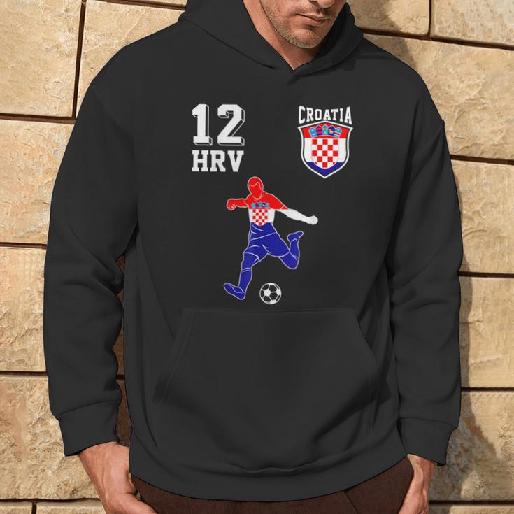 Kroatien Fan Em Spieler Ball Nummer 12 Kapuzenpullover Lebensstil