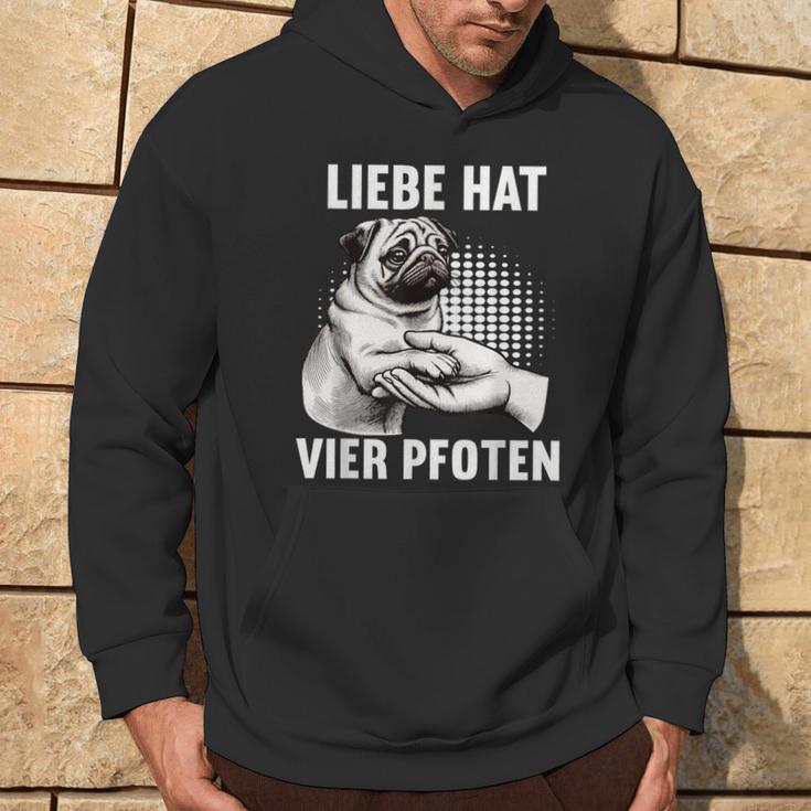 Liebe Hatier Pfoten Mops Pug Pug Dog Liebe Hatier Paw Kapuzenpullover Lebensstil