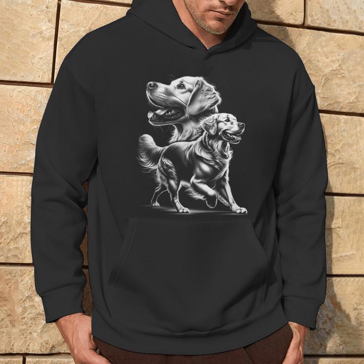 Playful Golden Retriever Dog In Photorealistic Style Kapuzenpullover Lebensstil