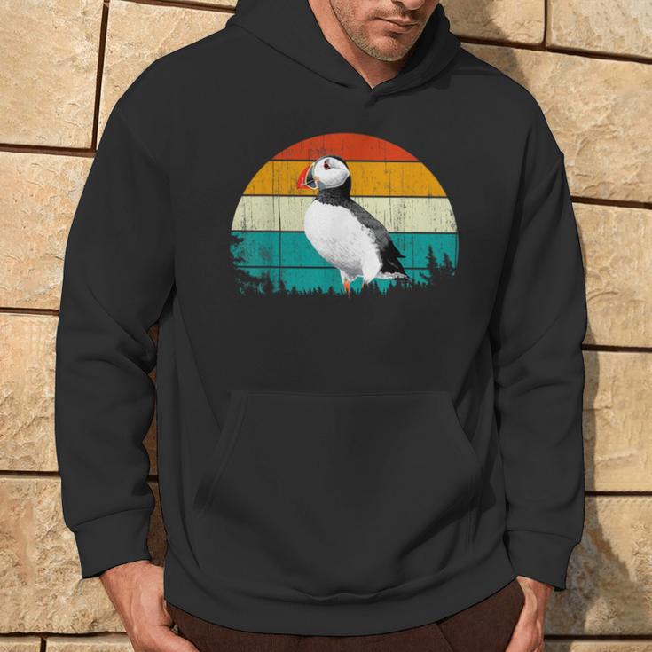 Retrointage Sunset Muffin Seabird Cute Atlantic Puffin Kapuzenpullover Lebensstil