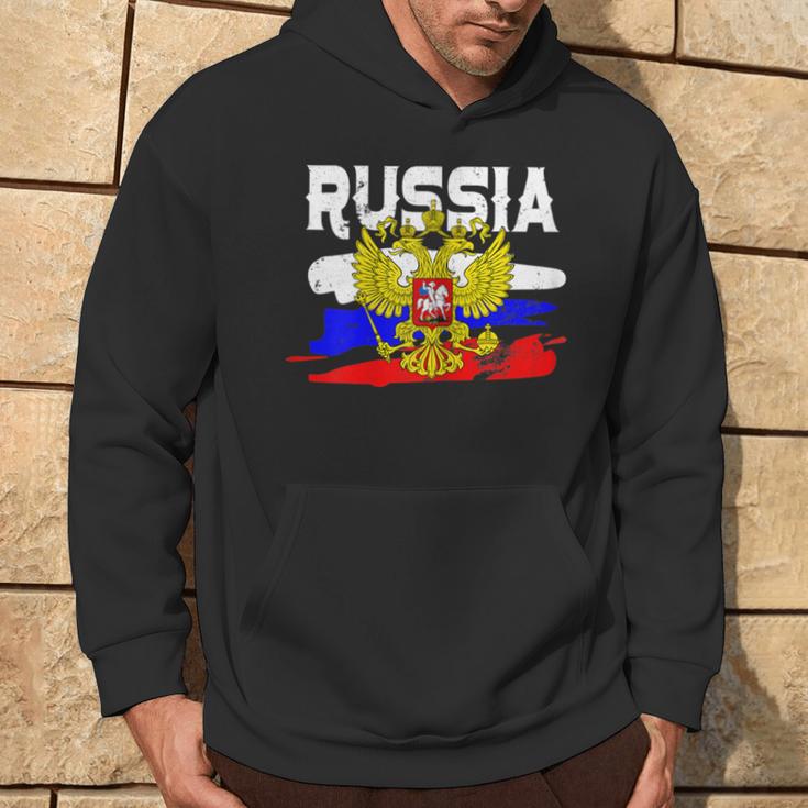 Russland Russia Russische Flagge Mit Adler Wappen Kapuzenpullover Lebensstil