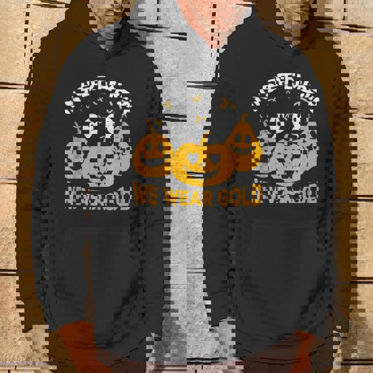 In September We Wear Gold Scary Pumpkin And Ghosts Costume Hoodie Lifestyle