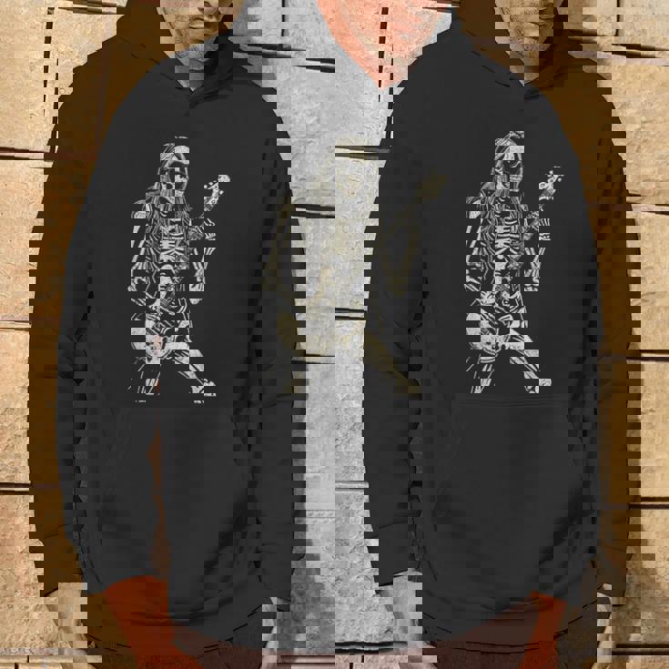 Skeleton Playing Guitar Graphic Rock And Roll Band Rock On Hoodie Lifestyle