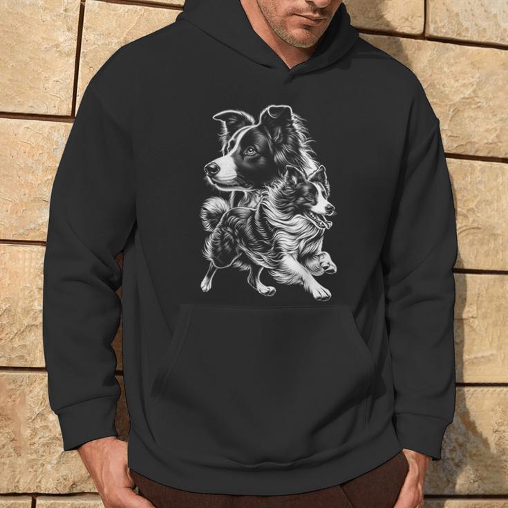 Super Cute Border Collie Photorealistic Portrait Kapuzenpullover Lebensstil