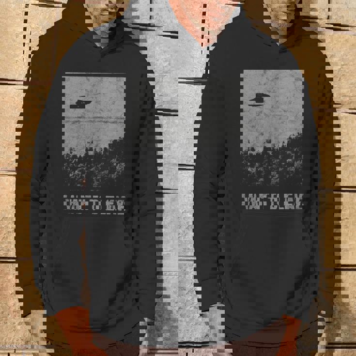 Ufo Roswell I Want To Leave Alien Flying Saucer Conspiracy Felpa con cappuccio Estilo de vida