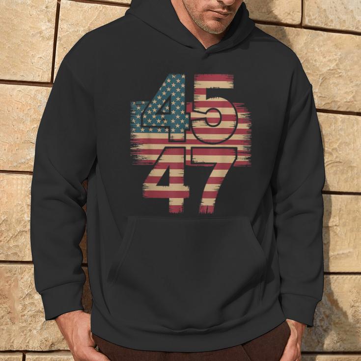 Vintage American Flag Retro 45 47 Trump 2024 Kapuzenpullover Lebensstil