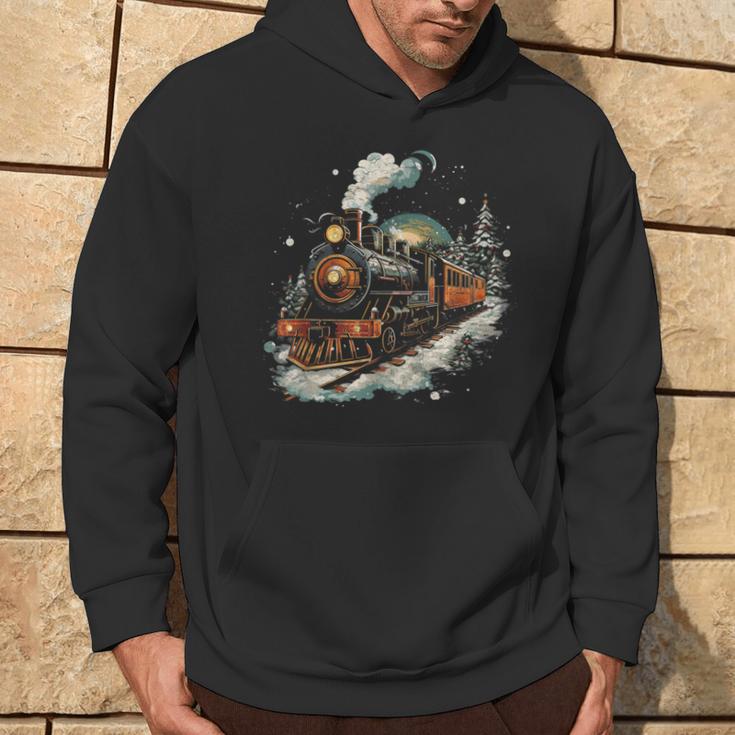 Weihnachtszugintage Dampflokomotive Retro Zug Leiter Kapuzenpullover Lebensstil