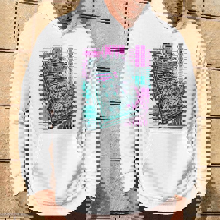 Backprint Synthwave Futurismaporwave Dj Music Retrowave Felpa con cappuccio Estilo de vida