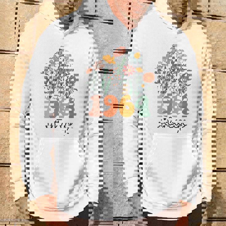 Donna 60 Anniintage 1964 60° Compleanno Donna Fiore Selvatico Con Collo A Felpa con cappuccio Estilo de vida