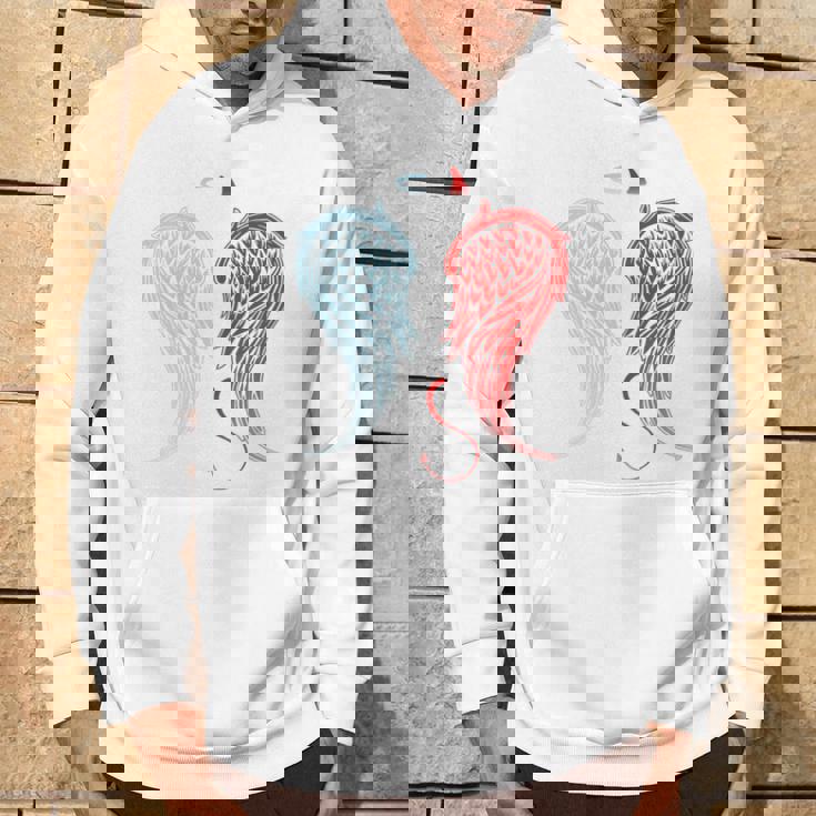 Half Angel Devil Wings On Back Halo Horns Tail Halloween Hoodie