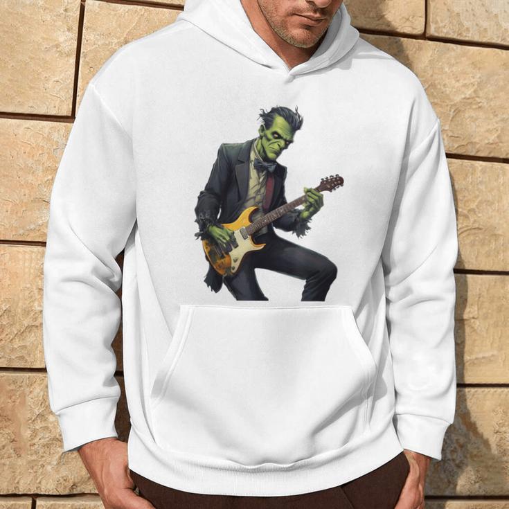 Halloween Cool Monster Playing Electric Guitar Hoodie Lifestyle