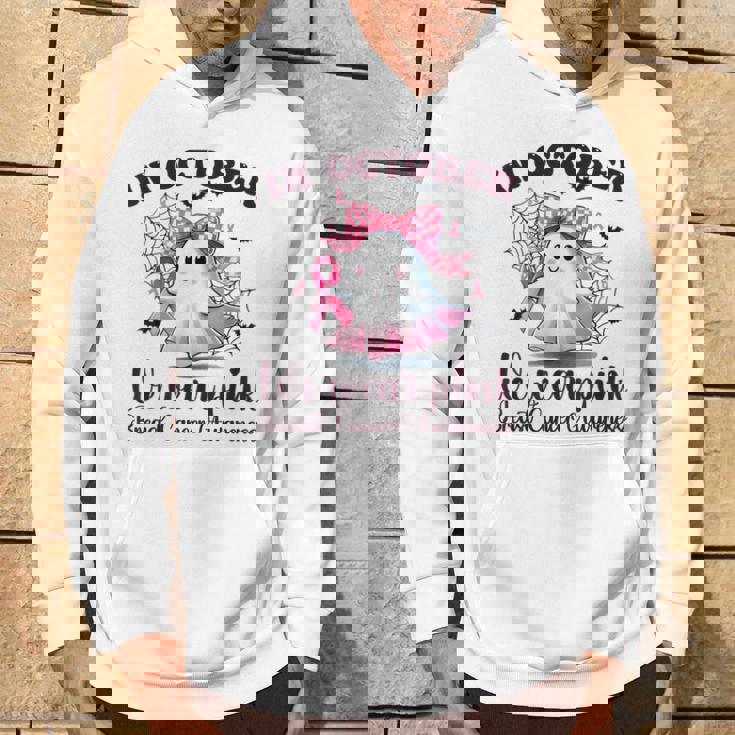 Halloween In October We Wear Pink Breast Cancer Awareness Hoodie Lifestyle