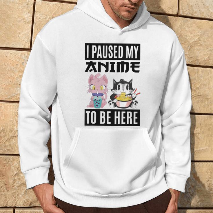 Ich Habe Meinen Anime Pausiert Hier Zu Sein Ramen Kawaii Cat Gray Kapuzenpullover Lebensstil