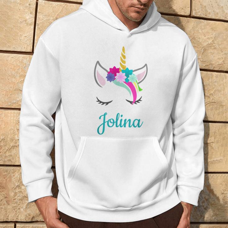 Jolina Name Geschenk Colourful Unicorn Jolina Kapuzenpullover Lebensstil