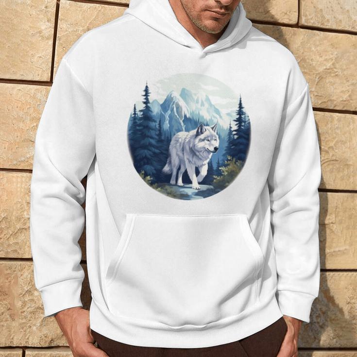 Lone Wolf Überlebt Die Berg-Silhouette-Kunst Kapuzenpullover Lebensstil