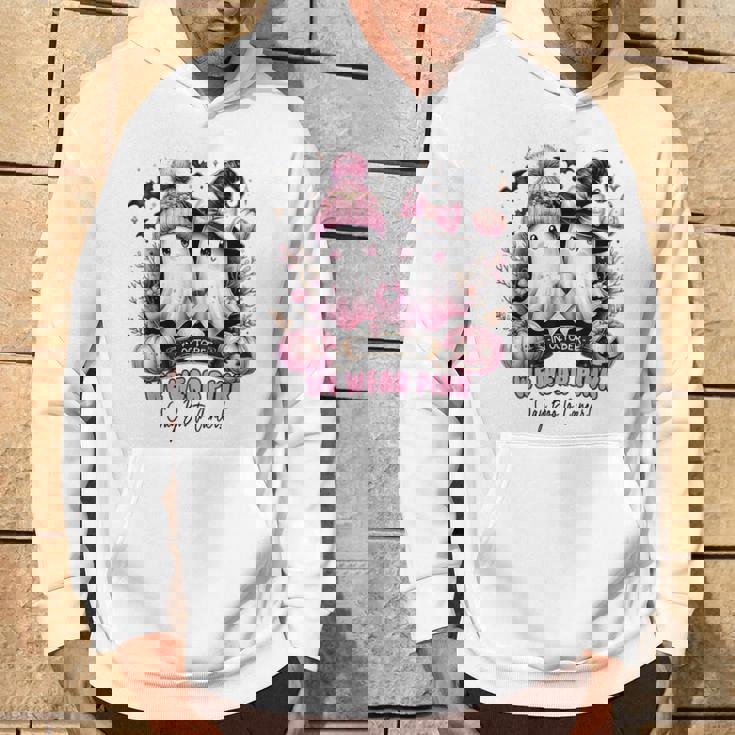 In October We Wear Pink Ghost Witch Breast Cancer Awareness Hoodie Lifestyle