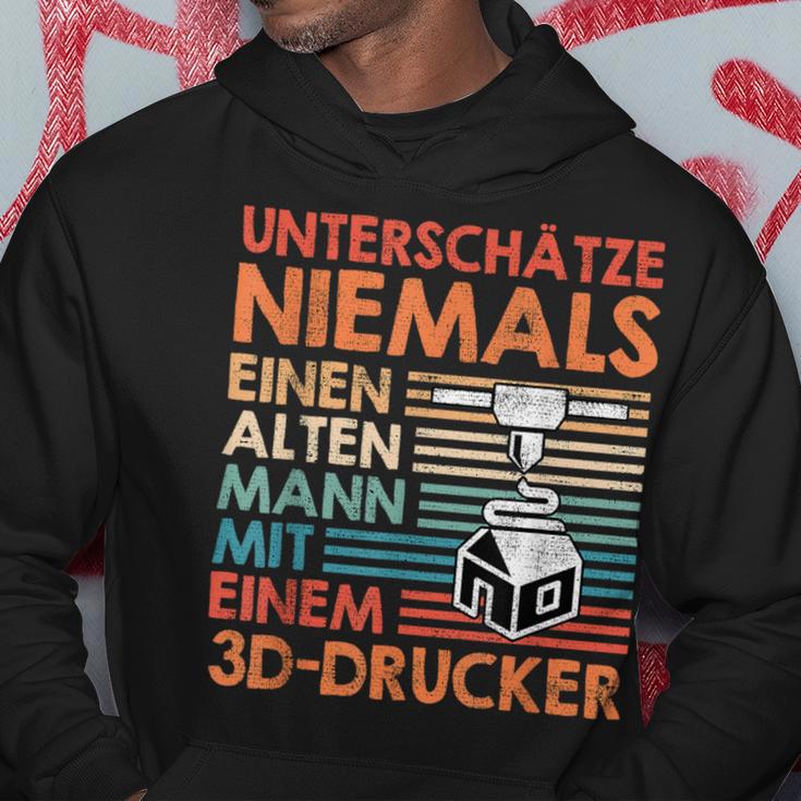 With 3D Print Unterschätz Niemals Einen Alten Mann With 3D Printer Kapuzenpullover Lustige Geschenke