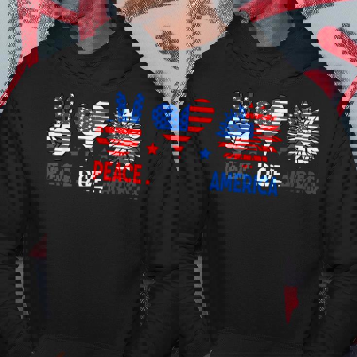 4Th Of July Peace Love America Us Flag Fourth Of July Hoodie Funny Gifts
