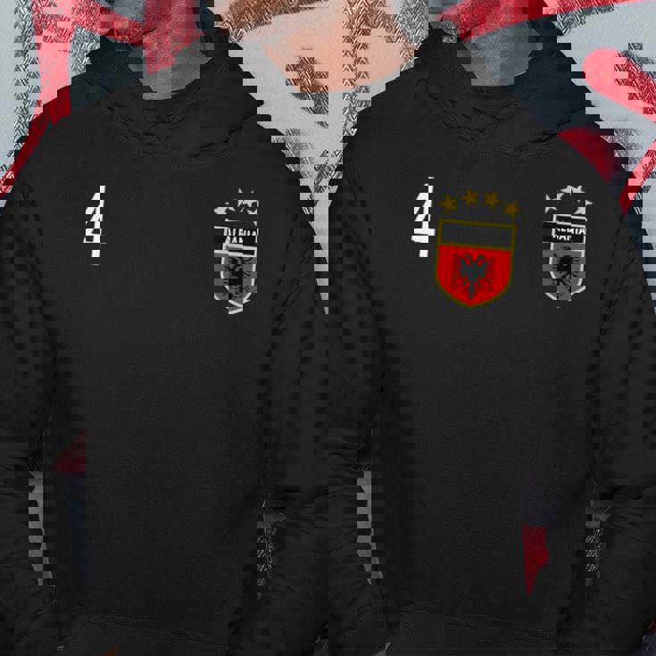Albania Numero 4 Calcio Bandiera Calcio Quattro Albanese Felpa con cappuccio Regalos divertidos