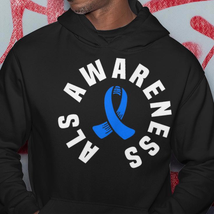 Als Awareness Pocket Wear Blue Ribbon Als Disease Support Hoodie | Mazezy