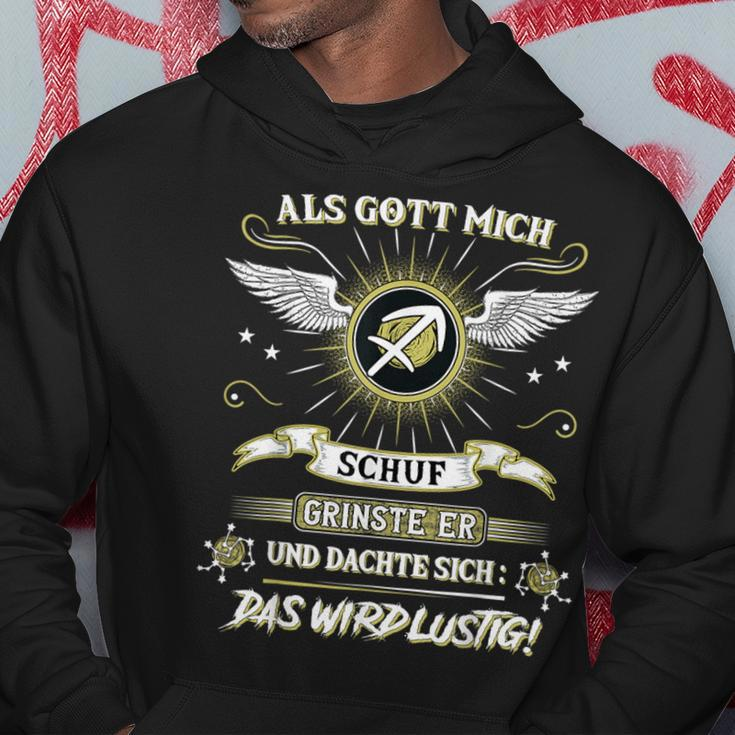 Als Gott Mich Schuf Grinste Er Zodiac Sagittarius Kapuzenpullover Lustige Geschenke