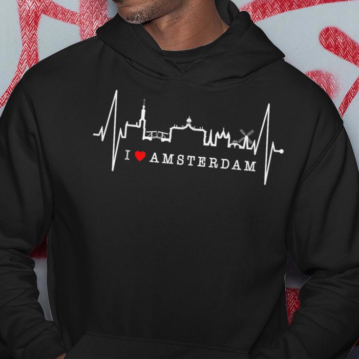 Amsterdam Skyline Netherlands Heartbeat Fan I Love Holland Kapuzenpullover Lustige Geschenke