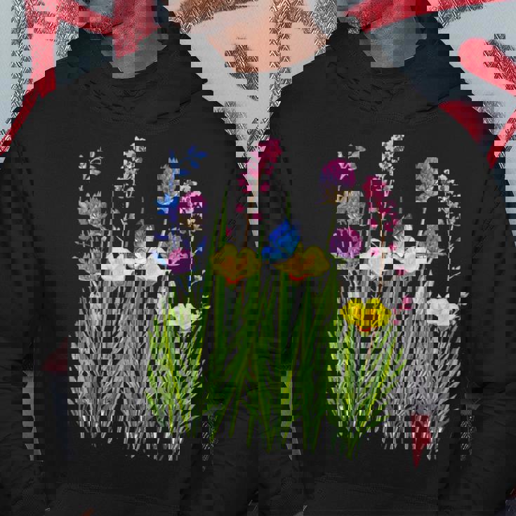 Botanical Field With Wild Flowers Butterfly Nature Lovers Hoodie Personalized Gifts