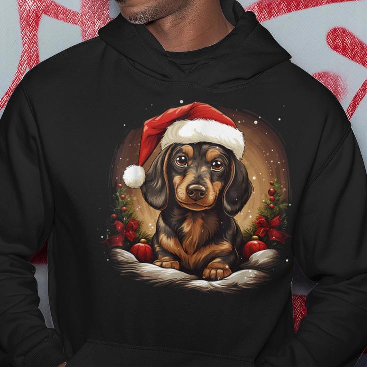 Dachshund With Santa Hat Christmas With Dog Kapuzenpullover Lustige Geschenke