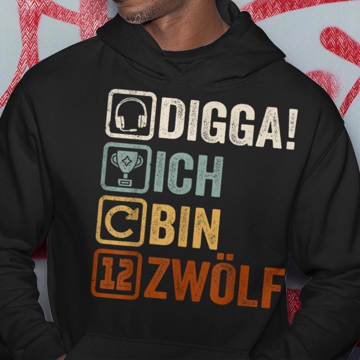 Digga Ich Bin 12 Zwölf Jahre 12Th Birthday Boy Gamer Kapuzenpullover Lustige Geschenke