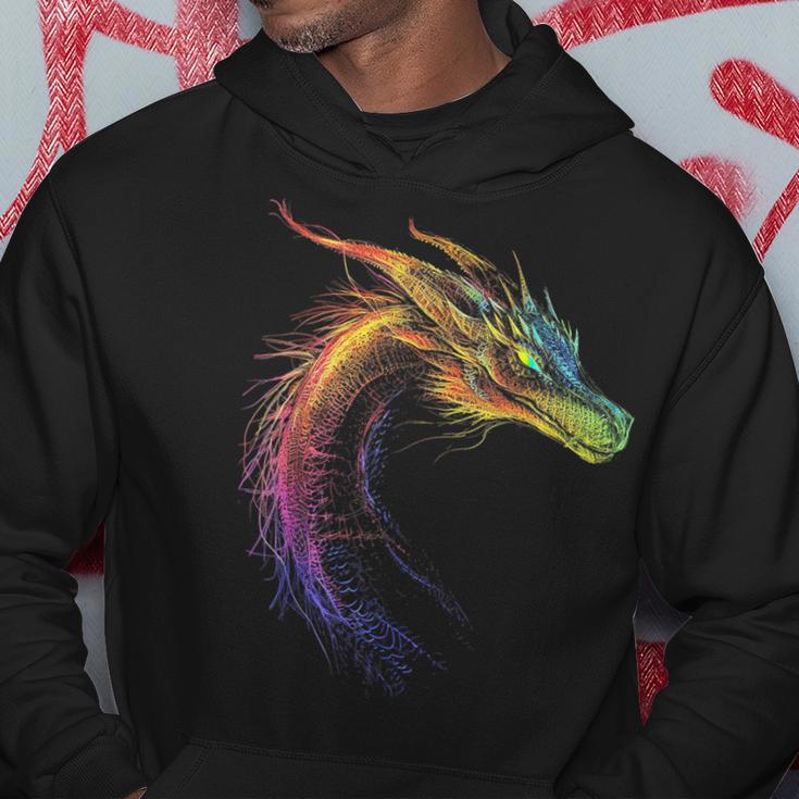 Drachen-Zeichnung Buntes Tier-Kunstwerk Fantasy-Drache Kapuzenpullover Lustige Geschenke