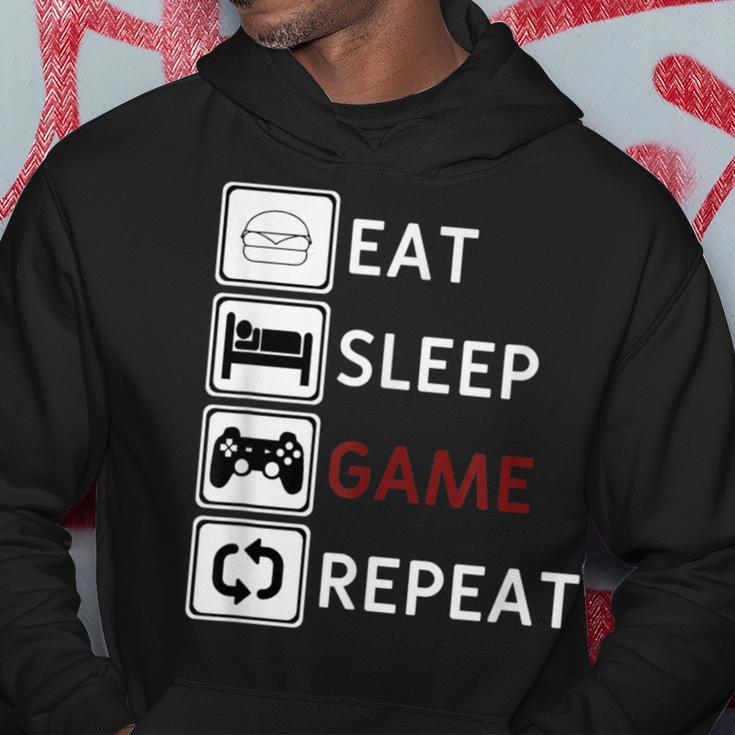 Eat Sleep Game Repeat Essen Schlafen Gamecken Wiederholen Kapuzenpullover Lustige Geschenke