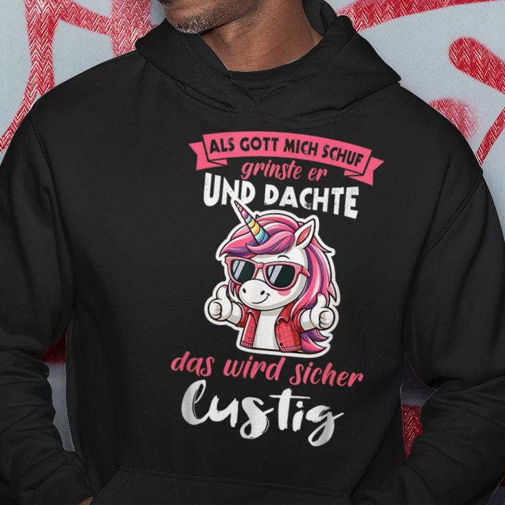 Einhorn Als Gott Mich Schuf Grinste Er Kapuzenpullover Lustige Geschenke