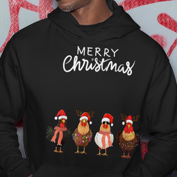 Frohe Weihnachten Hühner Mit Weihnachtsmützen Süßer Hühnerliebhaber Kapuzenpullover Lustige Geschenke