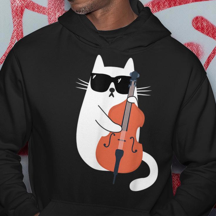 Gato Gracioso Con Gafas De Sol De Músico Contrabajo Sudadera Regalos divertidos