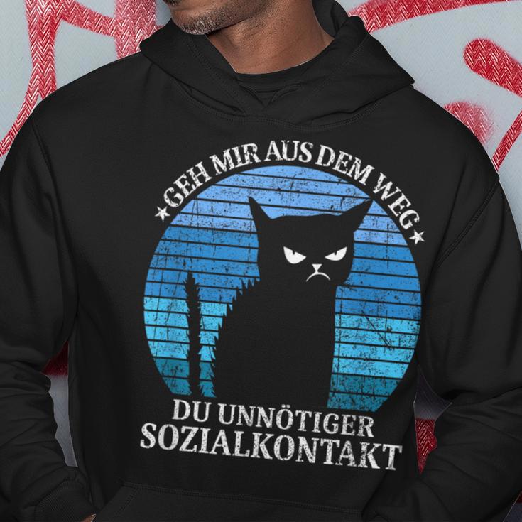 Geh Mir Aus Dem Weg Du Unnötiger Sozialkontakt Cats Retro Kapuzenpullover Lustige Geschenke