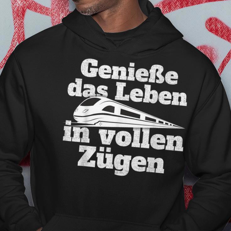 Genieße Das Leben Inollen Zügen Bahn Train Commutler Railway Kapuzenpullover Lustige Geschenke