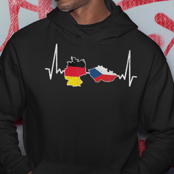 German Czech Flag Heart Lineintage Kapuzenpullover Lustige Geschenke