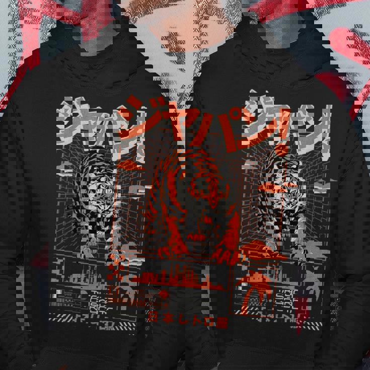 Giapponeaporwave Tiger 80S Retro Graphic Streetwear Felpa con cappuccio Regalos divertidos