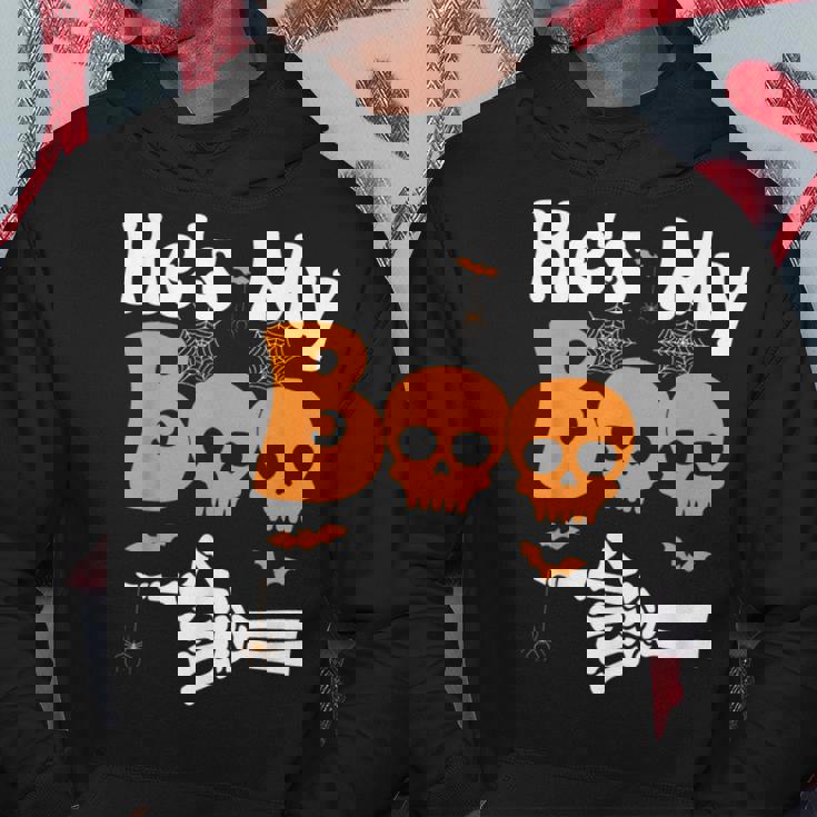 He's My Boo Skeleton Couples Matching Couple Halloween Hoodie Unique Gifts