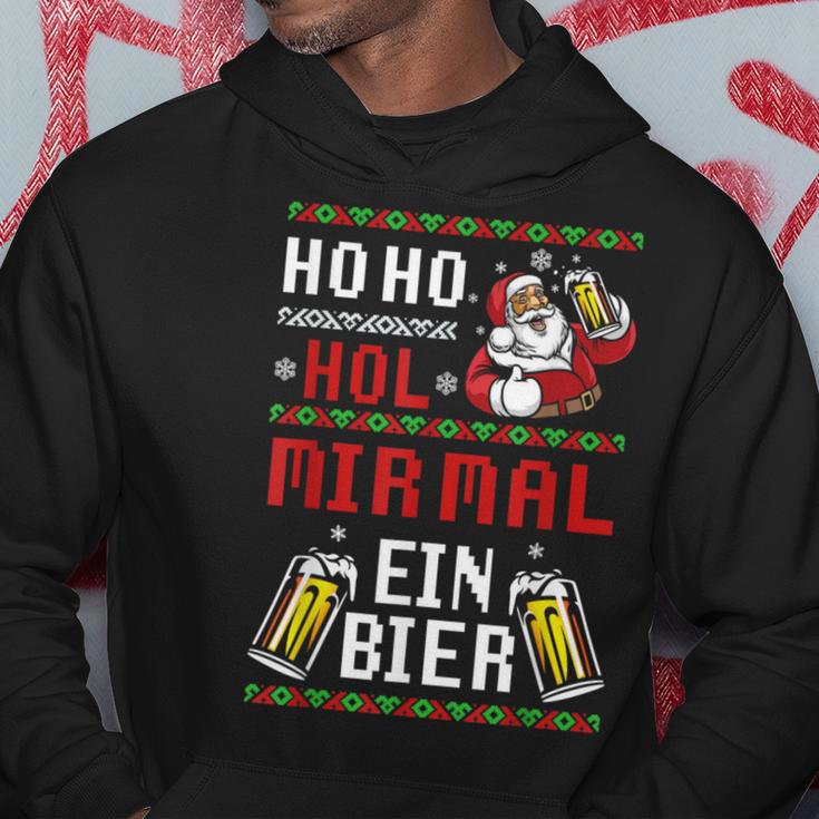 Ho Hol Mir Mal Ein Bier Christmas Santa Claus Kapuzenpullover Lustige Geschenke