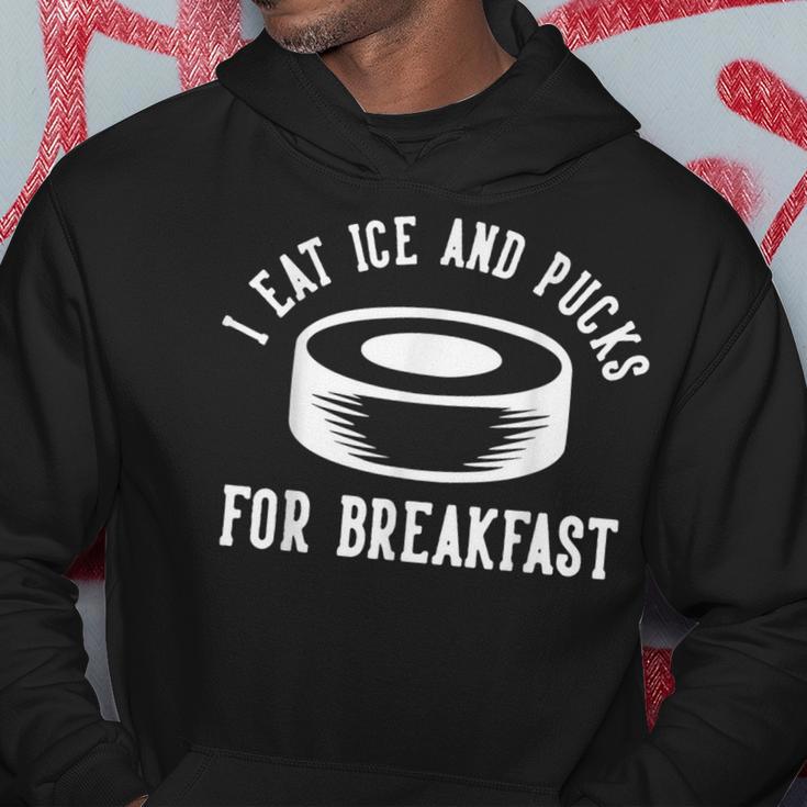 Ich Esse Eis Und Pucks Zum Breakfast Kapuzenpullover Lustige Geschenke