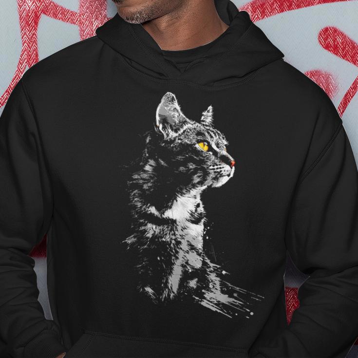 Katze Zeichnung Portrait Tierkunst Grafik Motiv Katze Kapuzenpullover Lustige Geschenke