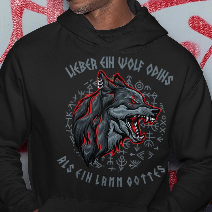 Lieber Ein Wolf Odin Als Ein Lamb Godiking Odin Wolf Kapuzenpullover Lustige Geschenke