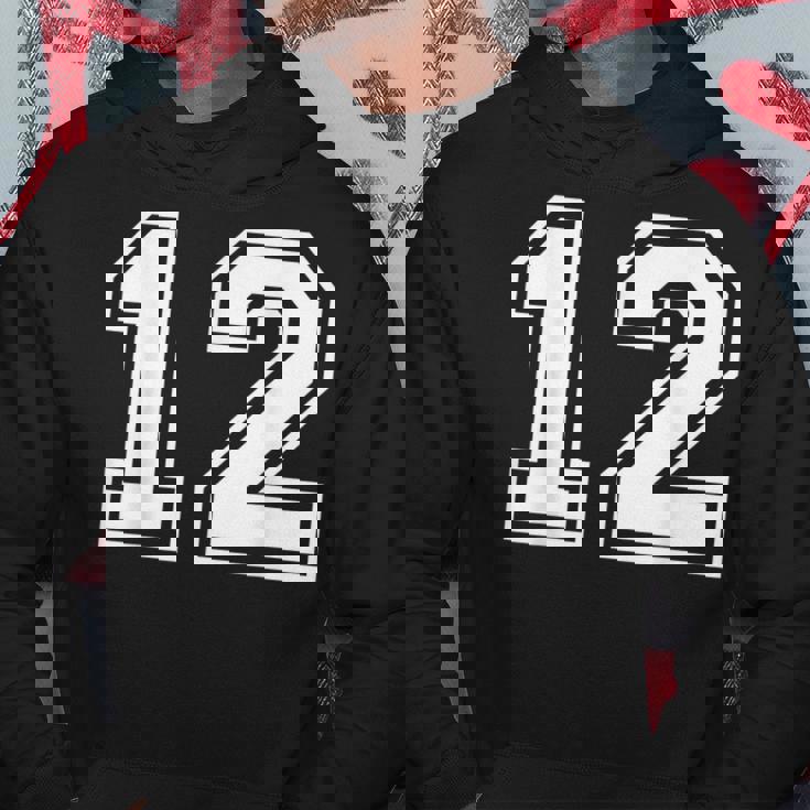 Numero Sport 12 Maglia Squadra College 12 Dodici Anteriore Felpa con cappuccio Regalos divertidos