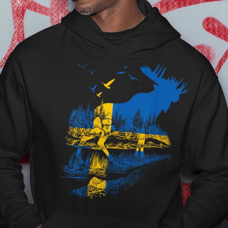 With Sweden Flag Flag Elk Län Sweden Kapuzenpullover Lustige Geschenke